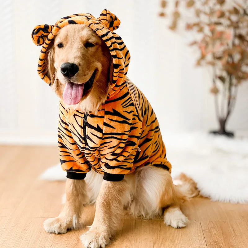 Dog Hoody Jacket Winter Warm Fleece Dog Pajama Clothes for Medium Large Dogs Coat Funny Animal Design Dog Clothes Dogs Costume