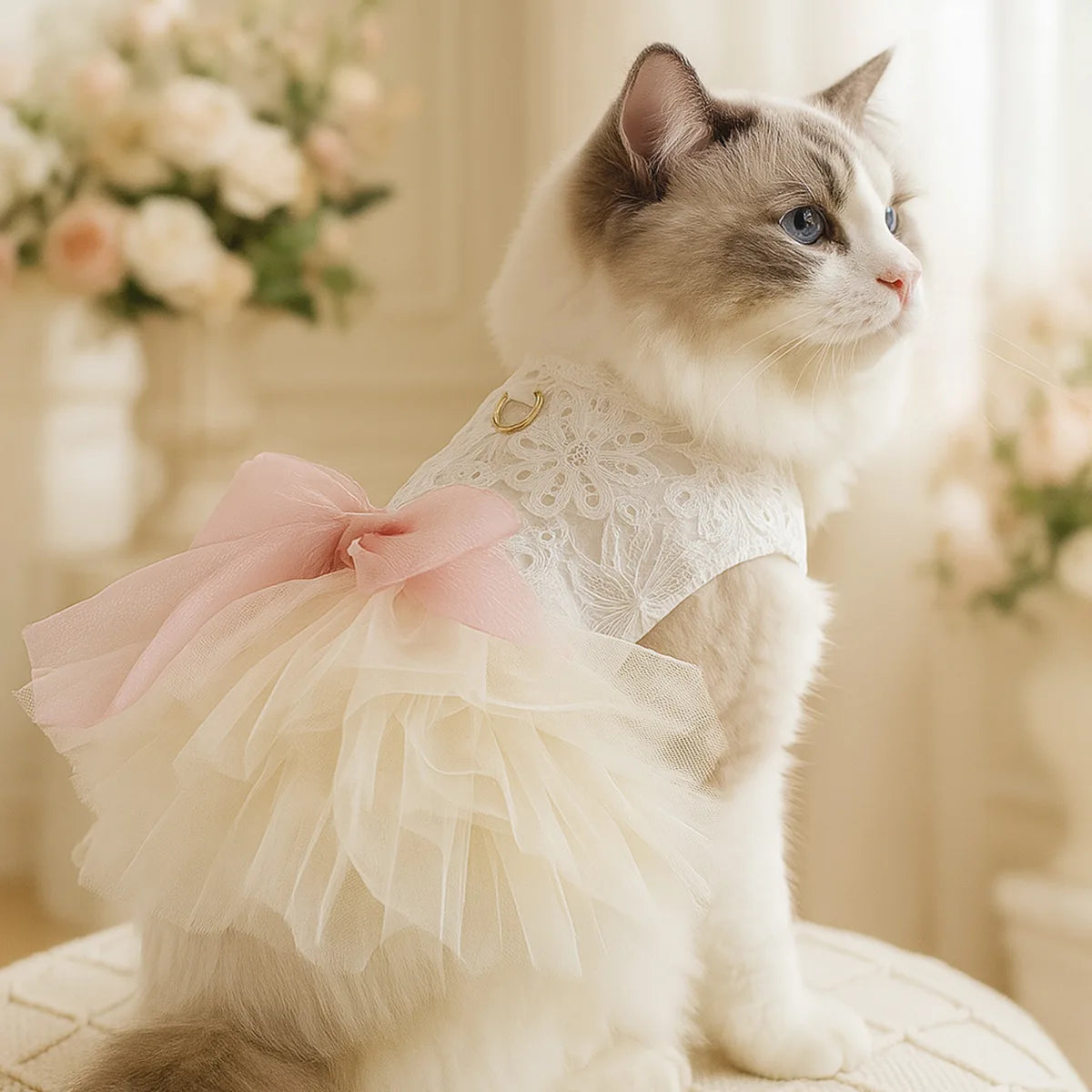Various Pink Cat Princess Dress Puppy Bridal Party Attire Pet Skirt Tulle Skirt Costume for Small Dogs Cats